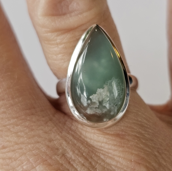 Genuine Aqua Crysoprase Ring in Sterling Silver Size 7! NEW - Picture 5 of 6